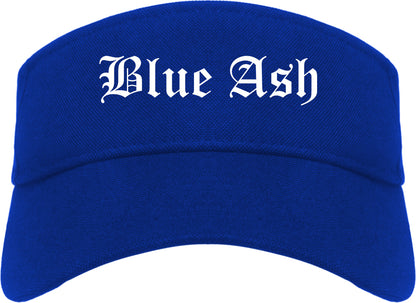 Blue Ash Ohio OH Old English Mens Visor Cap Hat Royal Blue