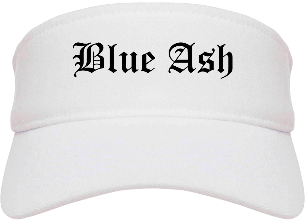 Blue Ash Ohio OH Old English Mens Visor Cap Hat White