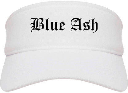 Blue Ash Ohio OH Old English Mens Visor Cap Hat White