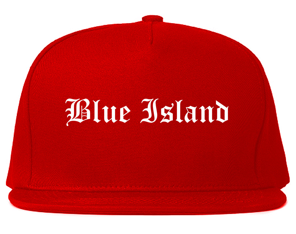 Blue Island Illinois IL Old English Mens Snapback Hat Red