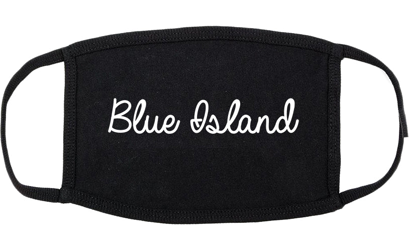 Blue Island Illinois IL Script Cotton Face Mask Black