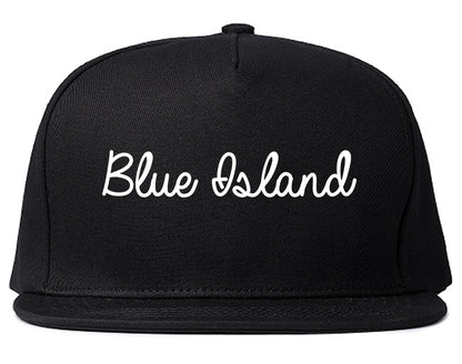 Blue Island Illinois IL Script Mens Snapback Hat Black