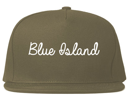 Blue Island Illinois IL Script Mens Snapback Hat Grey