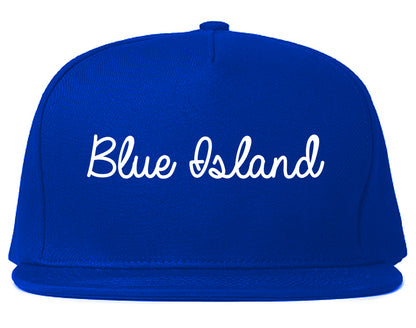 Blue Island Illinois IL Script Mens Snapback Hat Royal Blue
