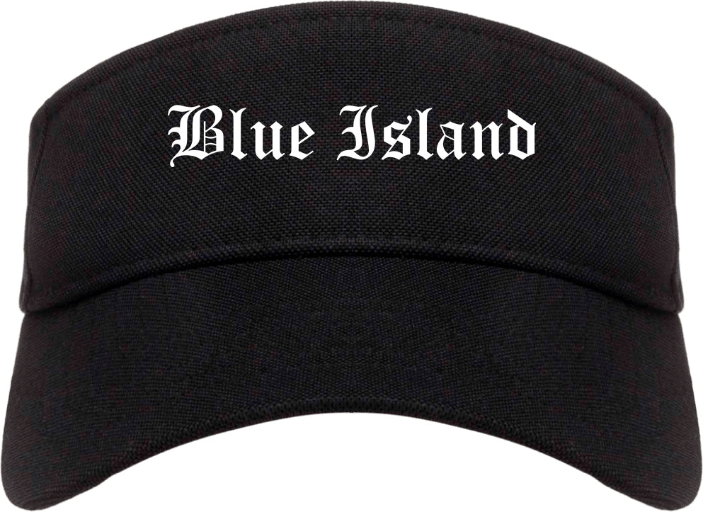 Blue Island Illinois IL Old English Mens Visor Cap Hat Black