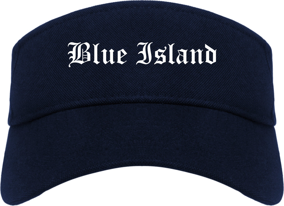 Blue Island Illinois IL Old English Mens Visor Cap Hat Navy Blue