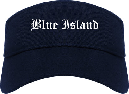 Blue Island Illinois IL Old English Mens Visor Cap Hat Navy Blue