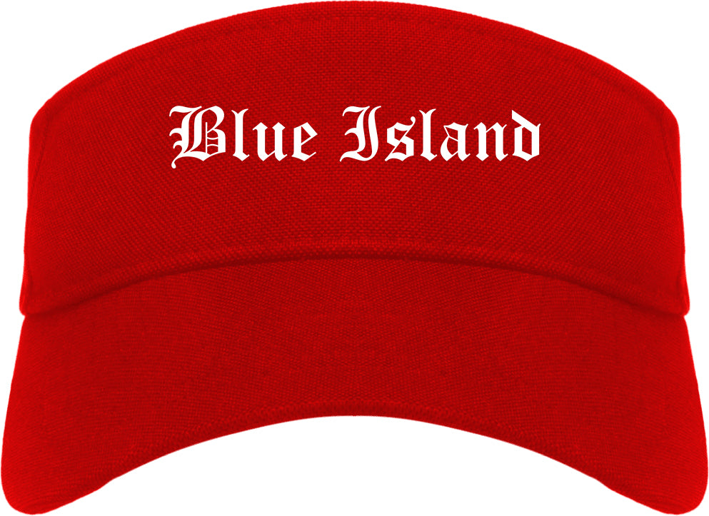 Blue Island Illinois IL Old English Mens Visor Cap Hat Red