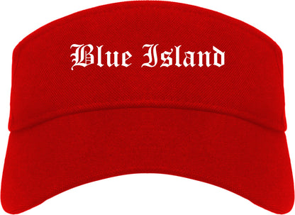 Blue Island Illinois IL Old English Mens Visor Cap Hat Red