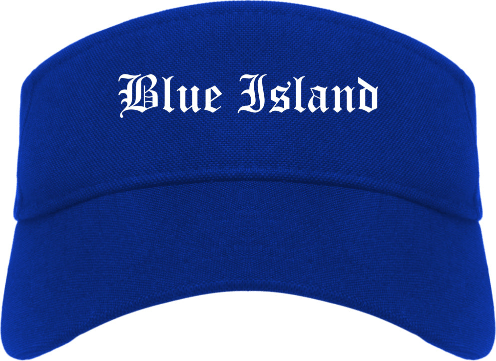 Blue Island Illinois IL Old English Mens Visor Cap Hat Royal Blue