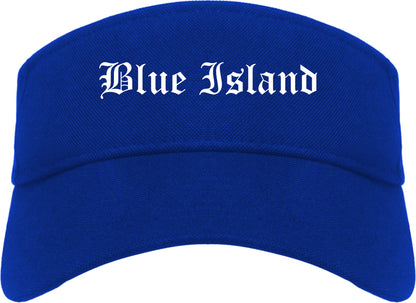 Blue Island Illinois IL Old English Mens Visor Cap Hat Royal Blue