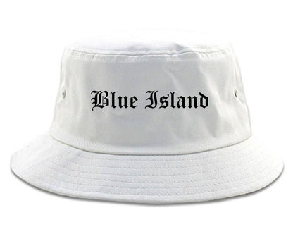 Blue Island Illinois IL Old English Mens Bucket Hat White