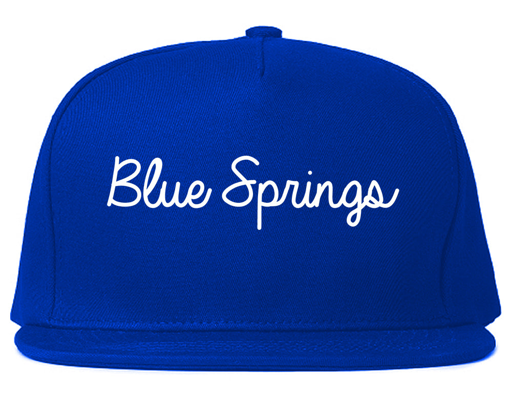 Blue Springs Missouri MO Script Mens Snapback Hat Royal Blue