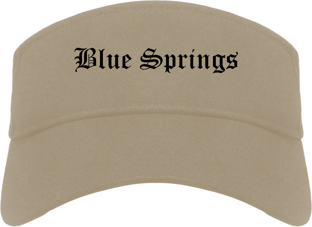 Blue Springs Missouri MO Old English Mens Visor Cap Hat Khaki