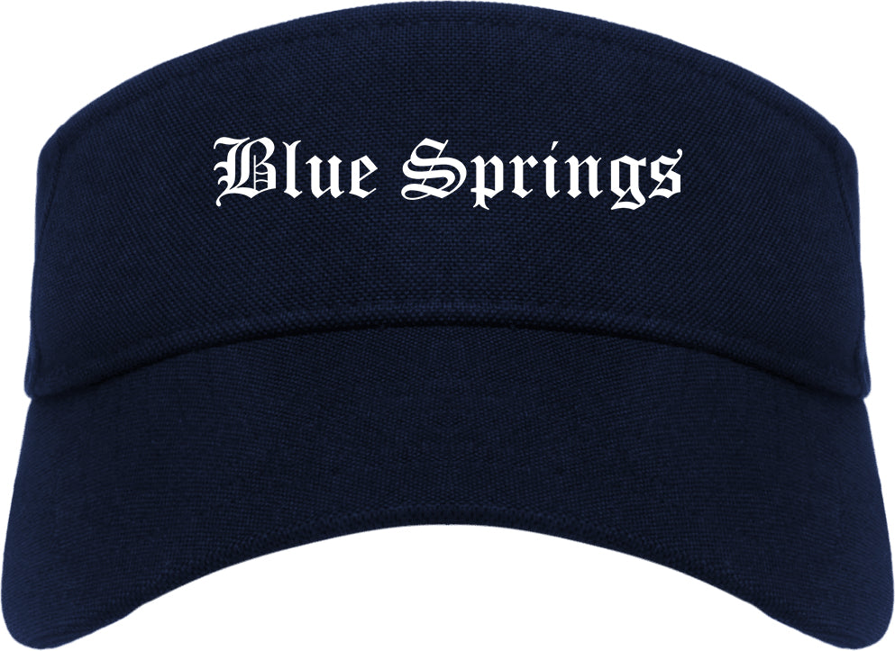 Blue Springs Missouri MO Old English Mens Visor Cap Hat Navy Blue
