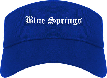 Blue Springs Missouri MO Old English Mens Visor Cap Hat Royal Blue