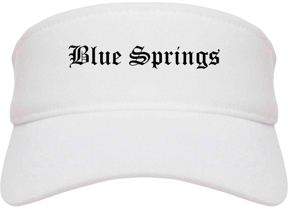 Blue Springs Missouri MO Old English Mens Visor Cap Hat White