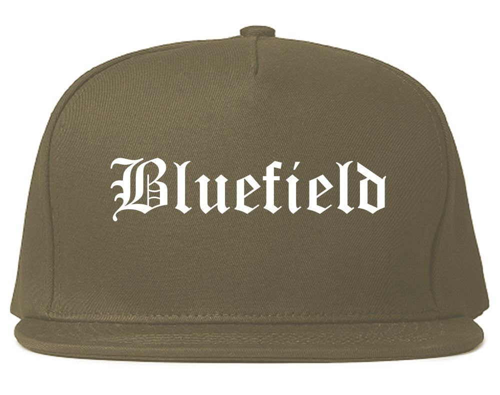 Bluefield Virginia VA Old English Mens Snapback Hat Grey