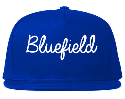 Bluefield Virginia VA Script Mens Snapback Hat Royal Blue
