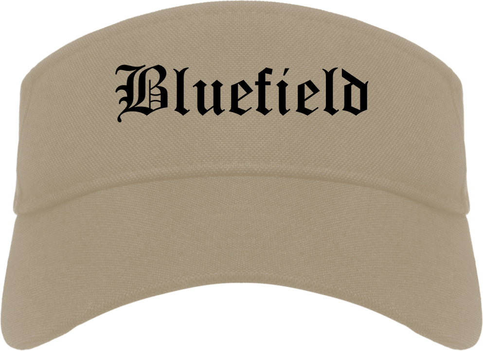 Bluefield Virginia VA Old English Mens Visor Cap Hat Khaki