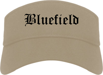 Bluefield Virginia VA Old English Mens Visor Cap Hat Khaki