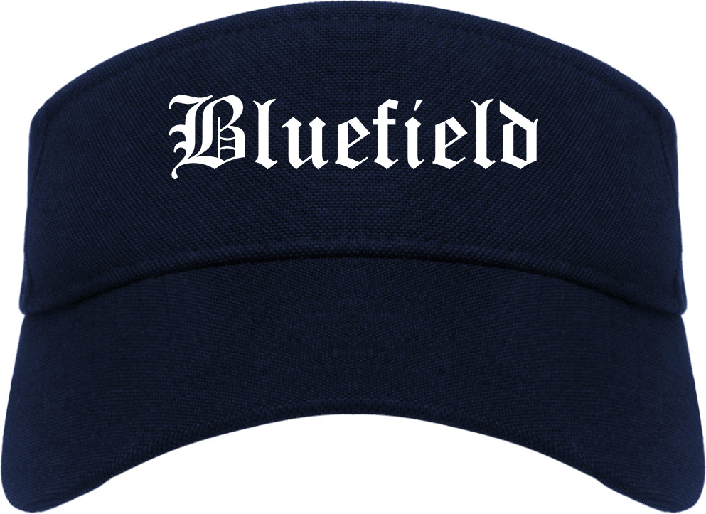 Bluefield Virginia VA Old English Mens Visor Cap Hat Navy Blue