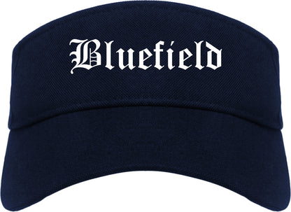 Bluefield Virginia VA Old English Mens Visor Cap Hat Navy Blue