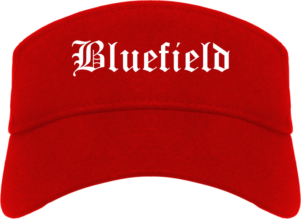 Bluefield Virginia VA Old English Mens Visor Cap Hat Red