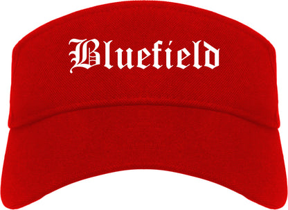 Bluefield Virginia VA Old English Mens Visor Cap Hat Red
