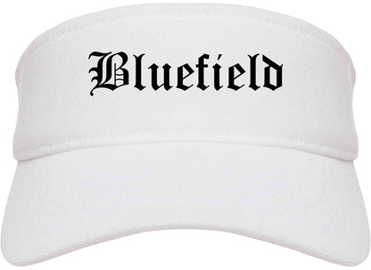Bluefield Virginia VA Old English Mens Visor Cap Hat White