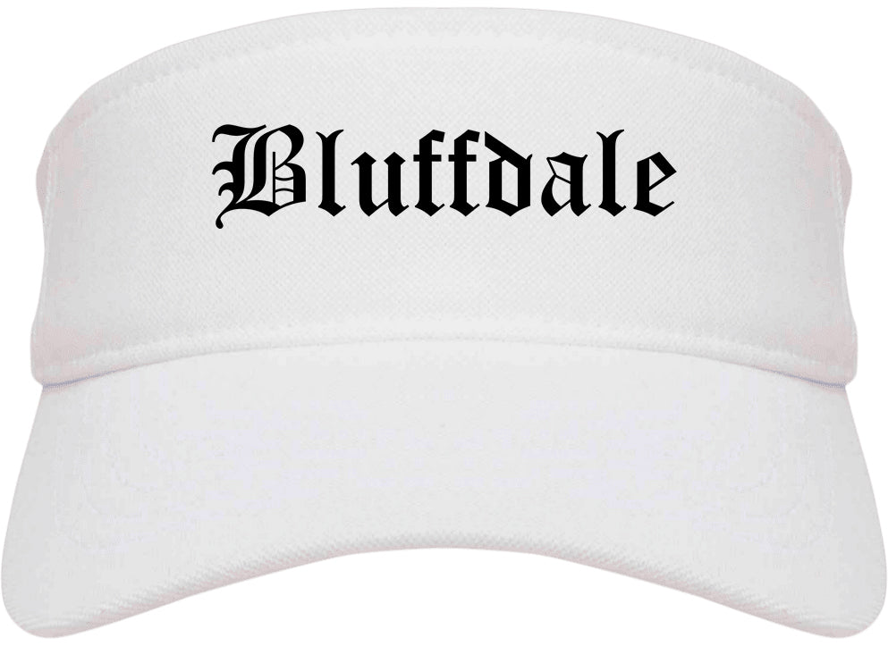 Bluffdale Utah UT Old English Mens Visor Cap Hat White
