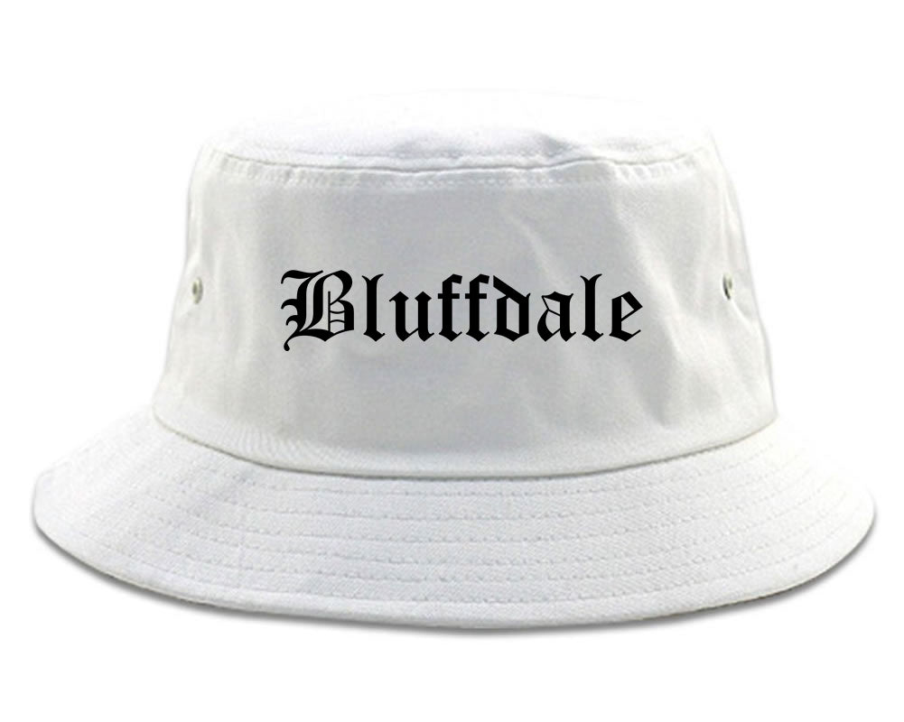 Bluffdale Utah UT Old English Mens Bucket Hat White