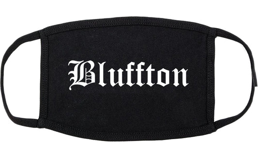 Bluffton Indiana IN Old English Cotton Face Mask Black