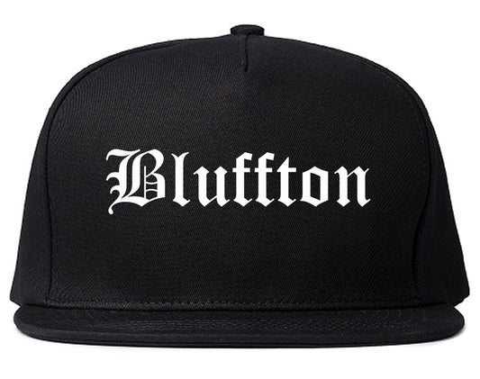 Bluffton Indiana IN Old English Mens Snapback Hat Black