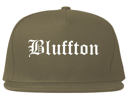 Bluffton Indiana IN Old English Mens Snapback Hat Grey