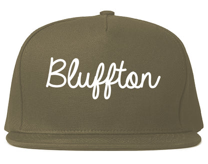 Bluffton Indiana IN Script Mens Snapback Hat Grey
