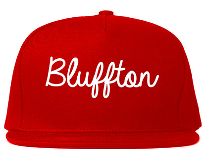 Bluffton Indiana IN Script Mens Snapback Hat Red