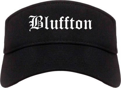 Bluffton Indiana IN Old English Mens Visor Cap Hat Black