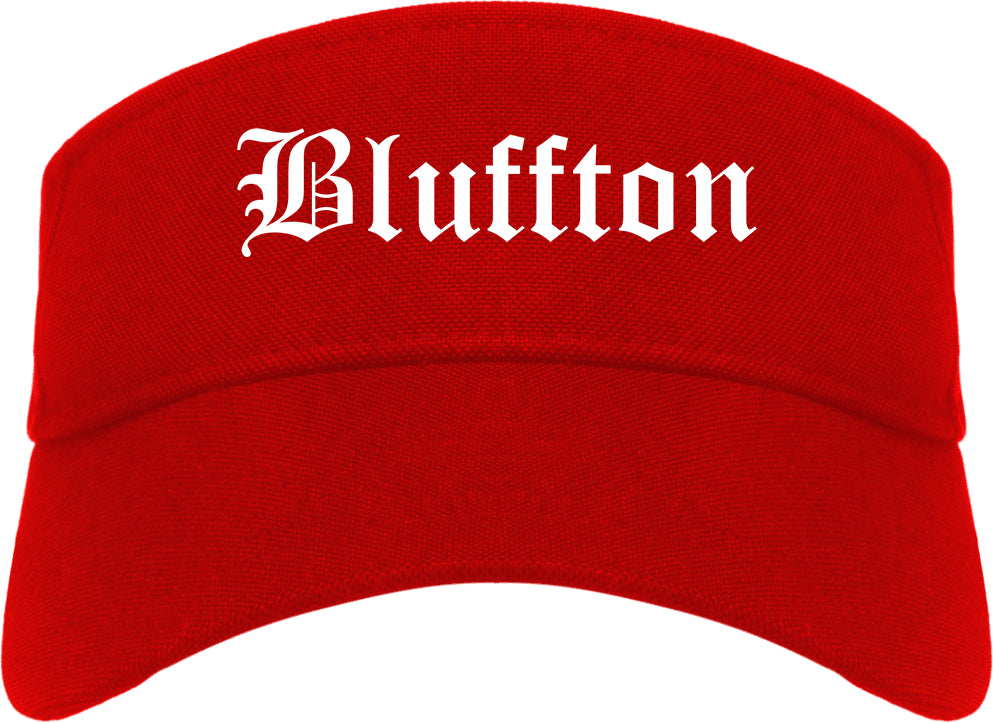 Bluffton Indiana IN Old English Mens Visor Cap Hat Red