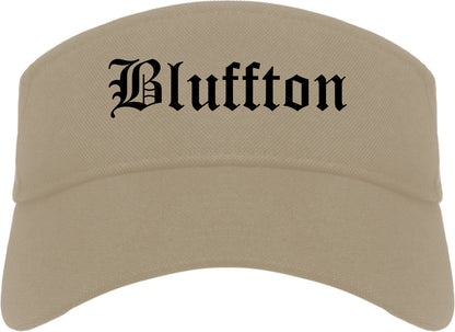 Bluffton South Carolina SC Old English Mens Visor Cap Hat Khaki