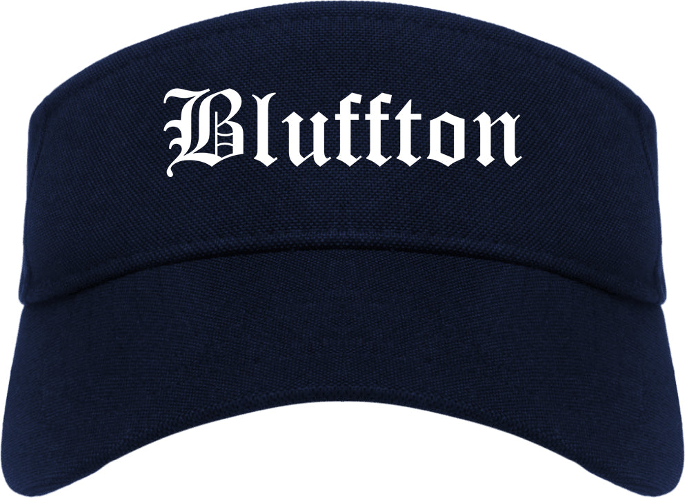 Bluffton South Carolina SC Old English Mens Visor Cap Hat Navy Blue