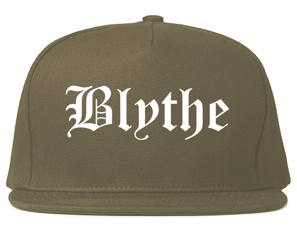 Blythe California CA Old English Mens Snapback Hat Grey