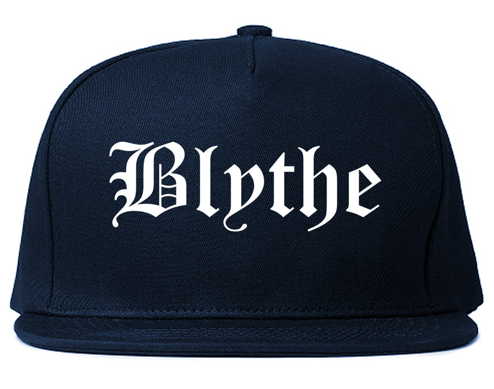 Blythe California CA Old English Mens Snapback Hat Navy Blue