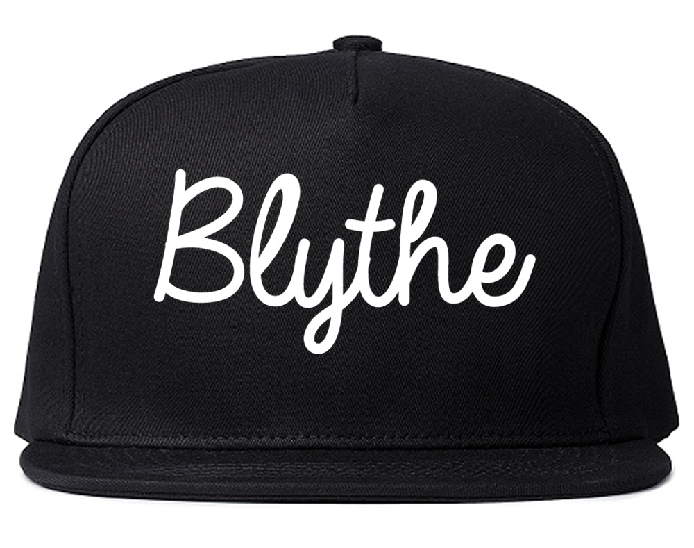 Blythe California CA Script Mens Snapback Hat Black