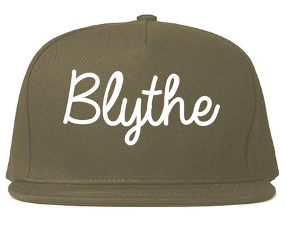 Blythe California CA Script Mens Snapback Hat Grey