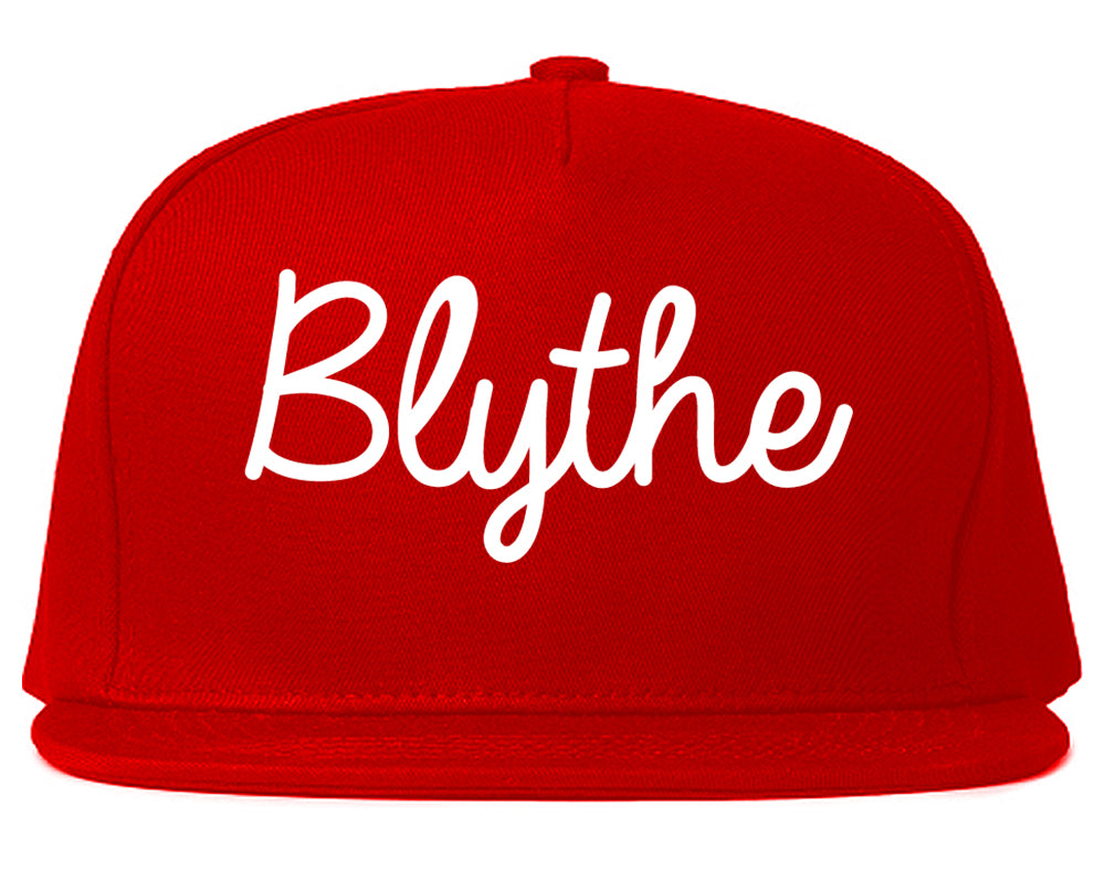 Blythe California CA Script Mens Snapback Hat Red