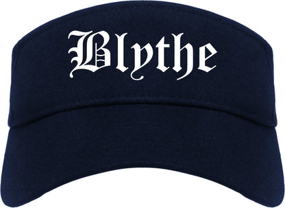 Blythe California CA Old English Mens Visor Cap Hat Navy Blue