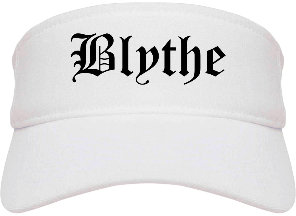 Blythe California CA Old English Mens Visor Cap Hat White
