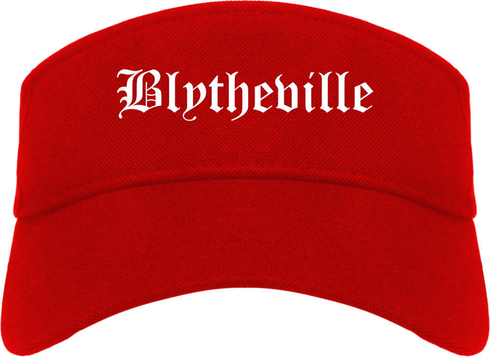 Blytheville Arkansas AR Old English Mens Visor Cap Hat Red