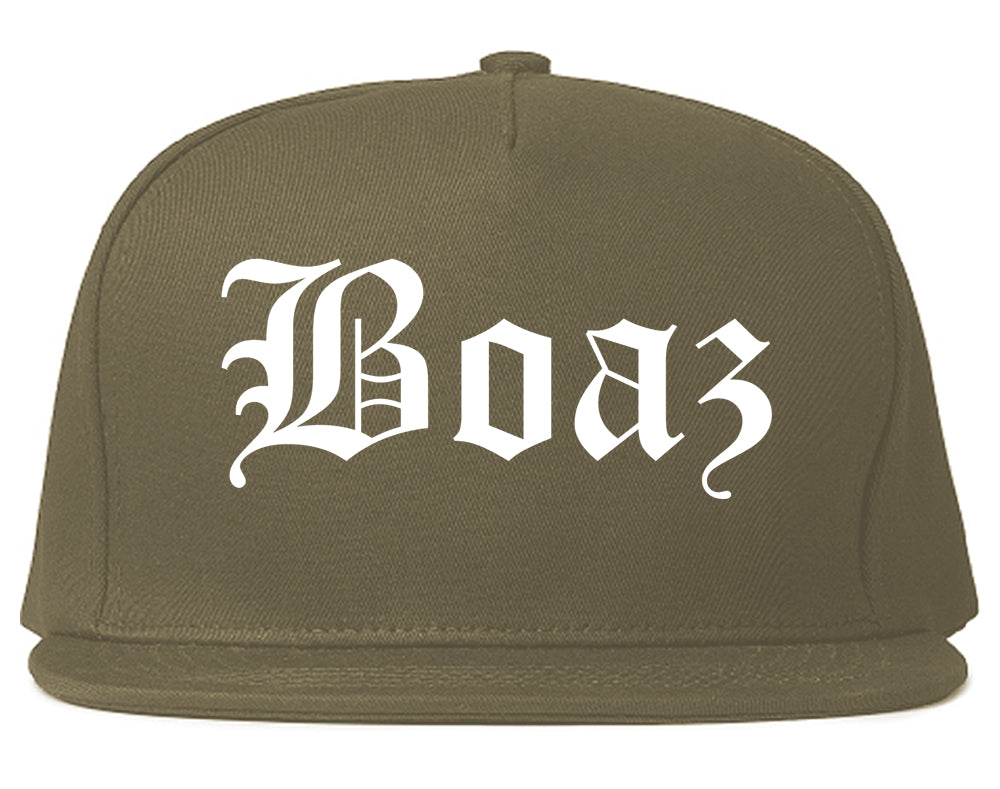 Boaz Alabama AL Old English Mens Snapback Hat Grey